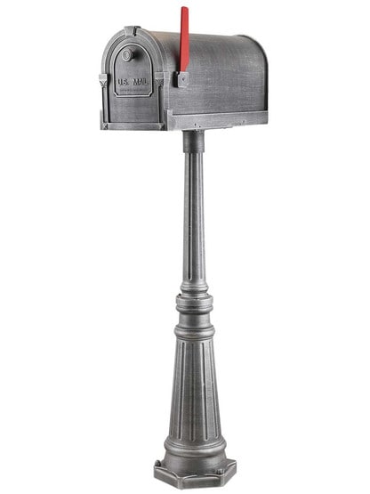 Savannah Curbside Mailbox with Tacoma Post in Swedish Silver.